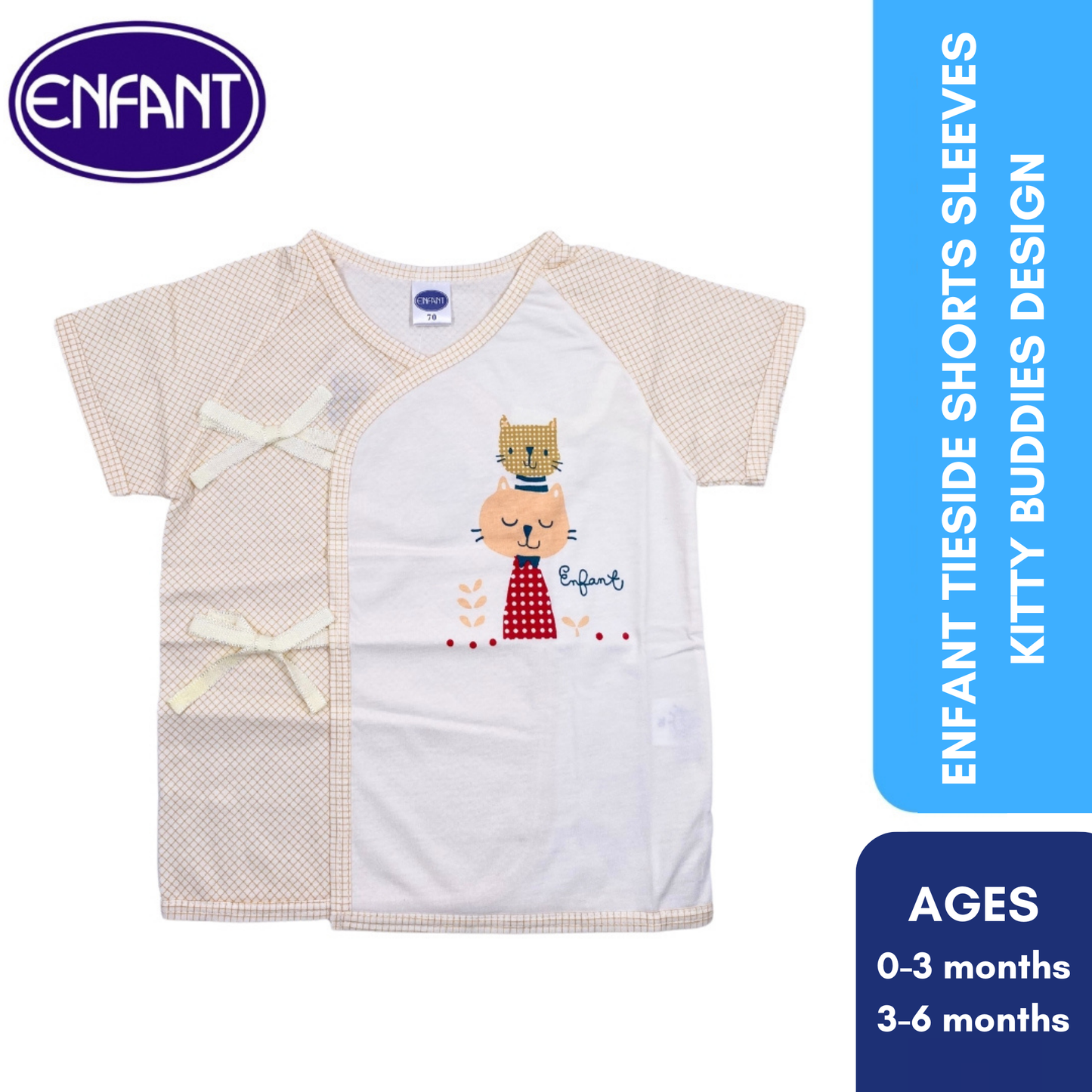 Enfant Tieside Shorts Sleeves Kitty Buddies design