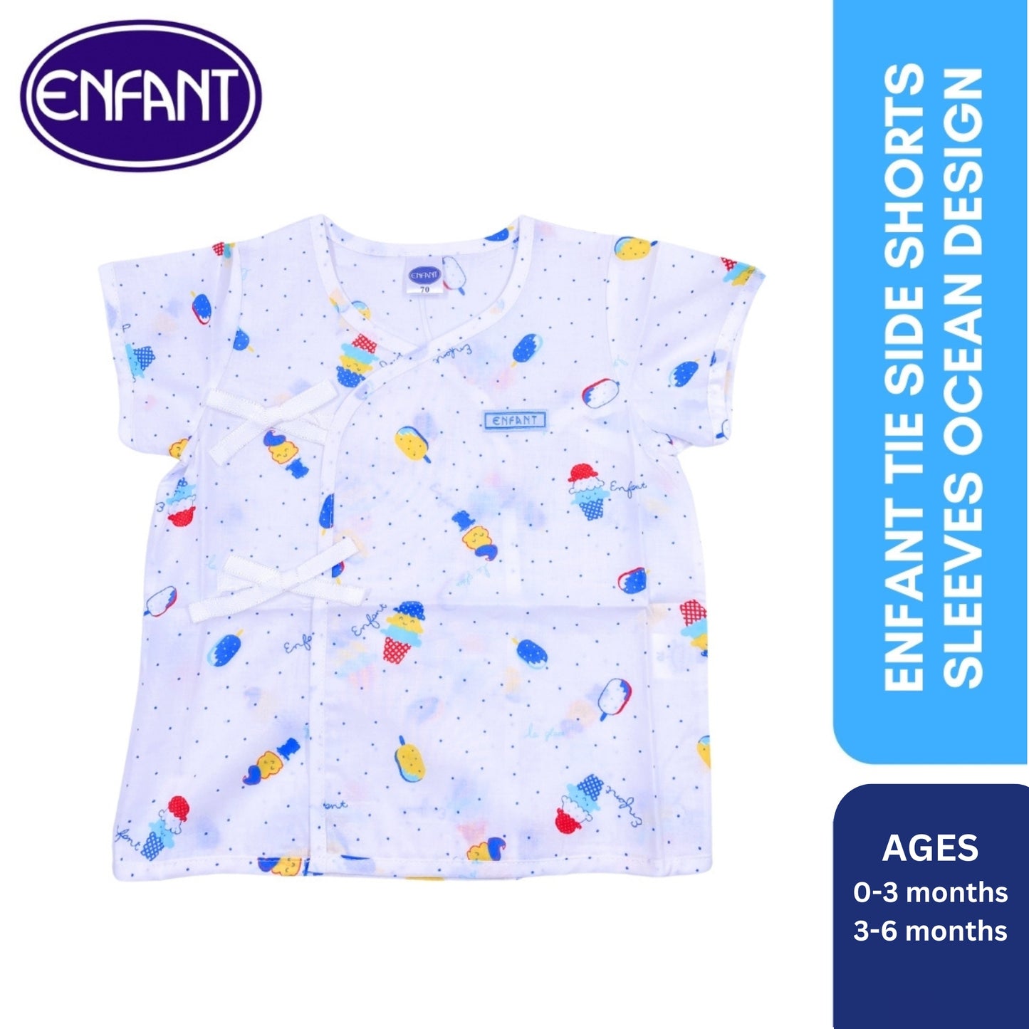 Enfant Tieside Shorts Sleeves Ice Cream Design