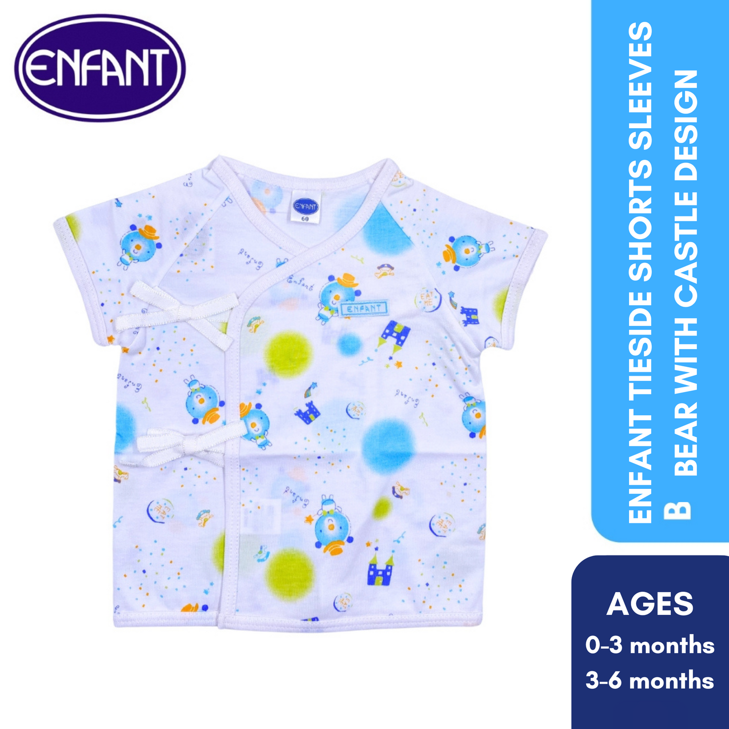 Enfant Tieside Shorts Sleeves Bear With Castle Design