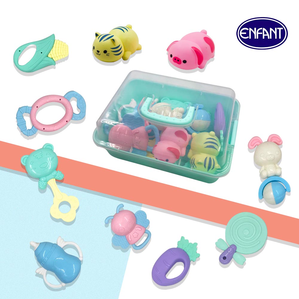10 pcs Baby Rattle with Carrying Case