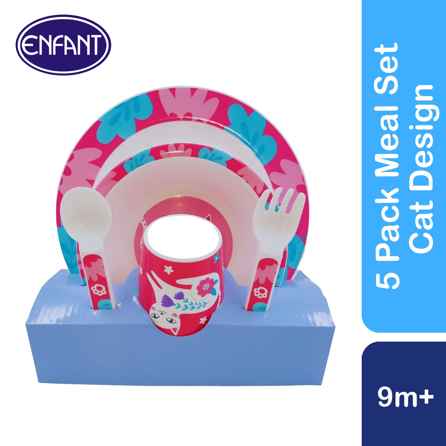 ENFANT BABY MEAL TIME FEEDING SET - toddler spoon, fork, plate, bowl, cup set. Perfect for Gift