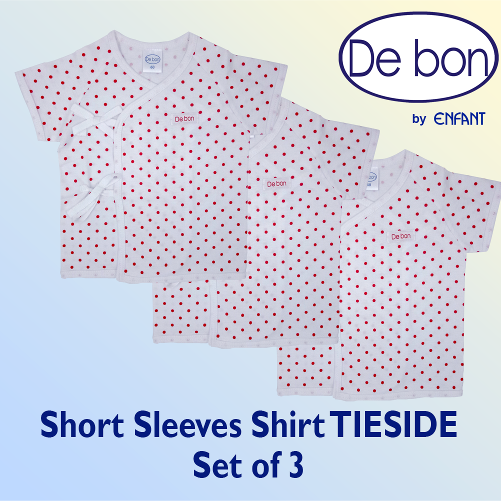 Debon By Enfant Newborn Baby 100% cotton USA SHIRT Shortsleeves TIESIDE Kimono Shirt 0-6 6-12 months Pack of 3