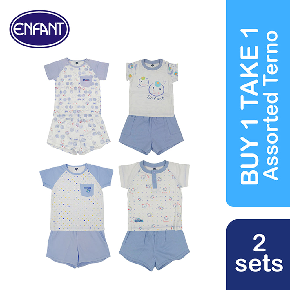 Enfant Newborn Baby Clothes Shirt and Shorts Terno Buy 1 Take 1 (Assorted Design) Size 6-12 months / 1-2 yrs old