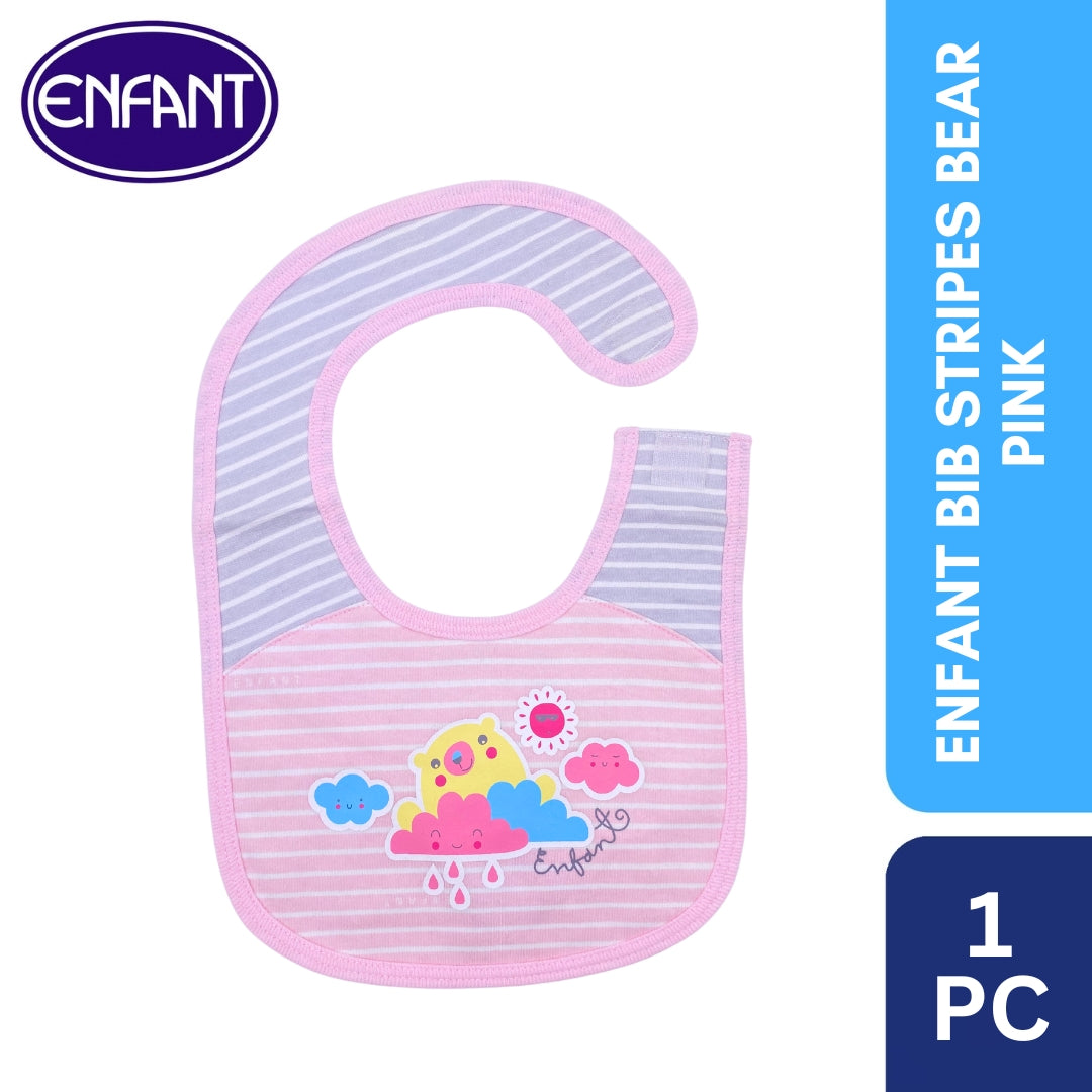 Enfant Bib Stripes Bear Color Pink and Blue