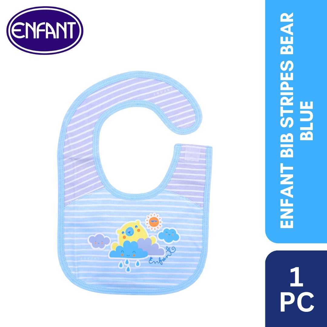 Enfant Bib Stripes Bear Color Pink and Blue