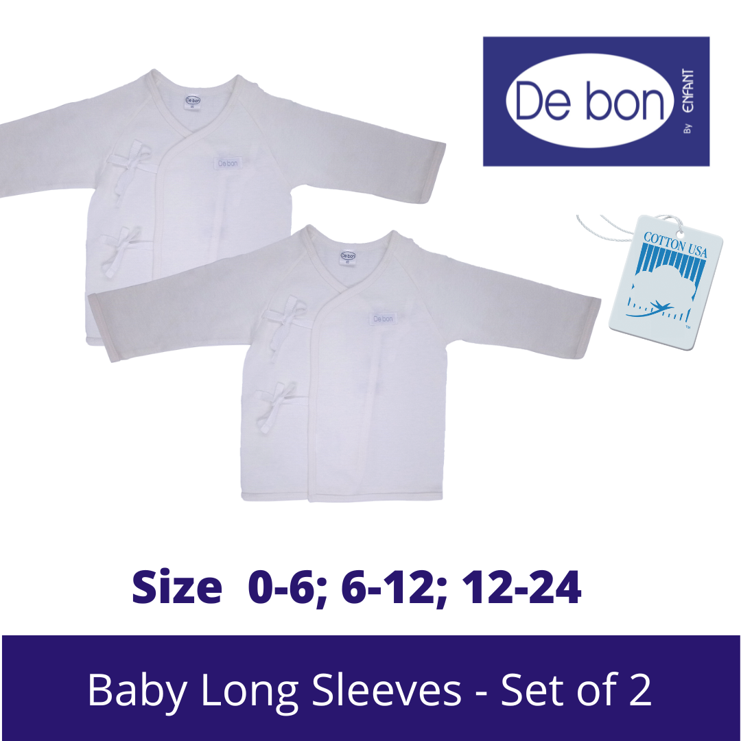 SALE Debon by Enfant Baby Toddler Long Sleeves Shirt Tieside Tie Kimono (Pack of 2) - SALE Size Newborn upto 2 yr old