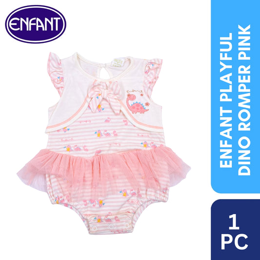 Enfant Playful dino romper pink