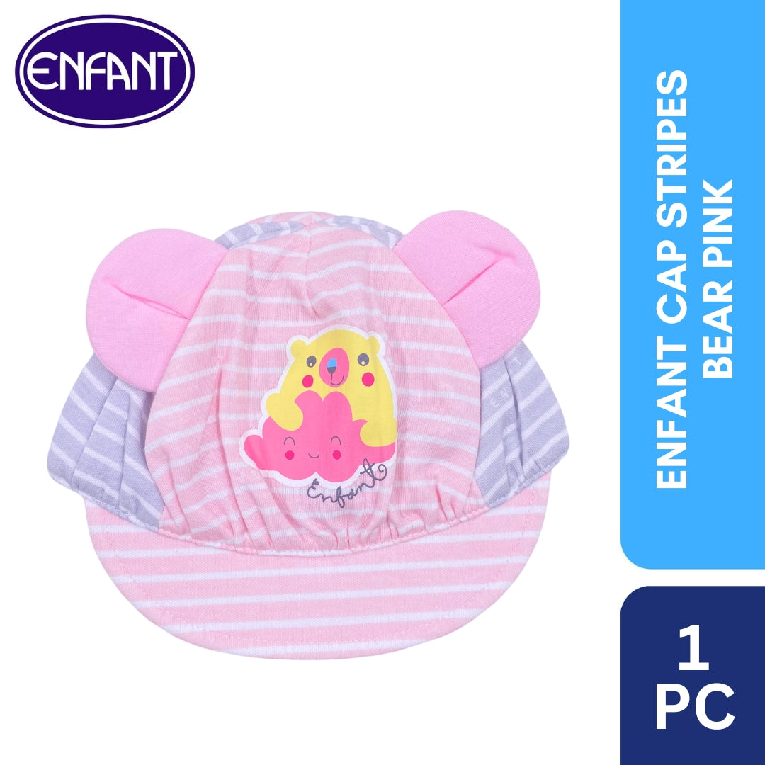 Enfant Cap Stripes Bear Color Pink and Blue