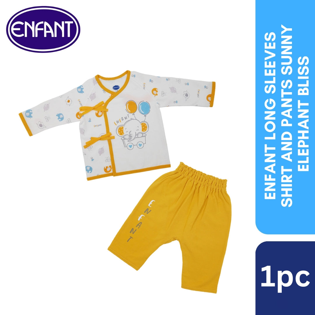 Enfant Long sleeves Shirt and Pants Sunny Elephant Bliss