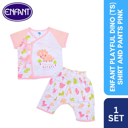 Enfant Playful dino (ts) shirt and pants pink