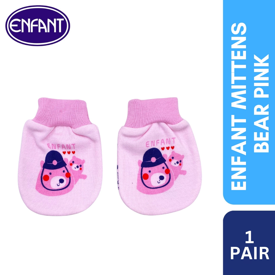 Enfant Mttens Bear Color Pink and Blue