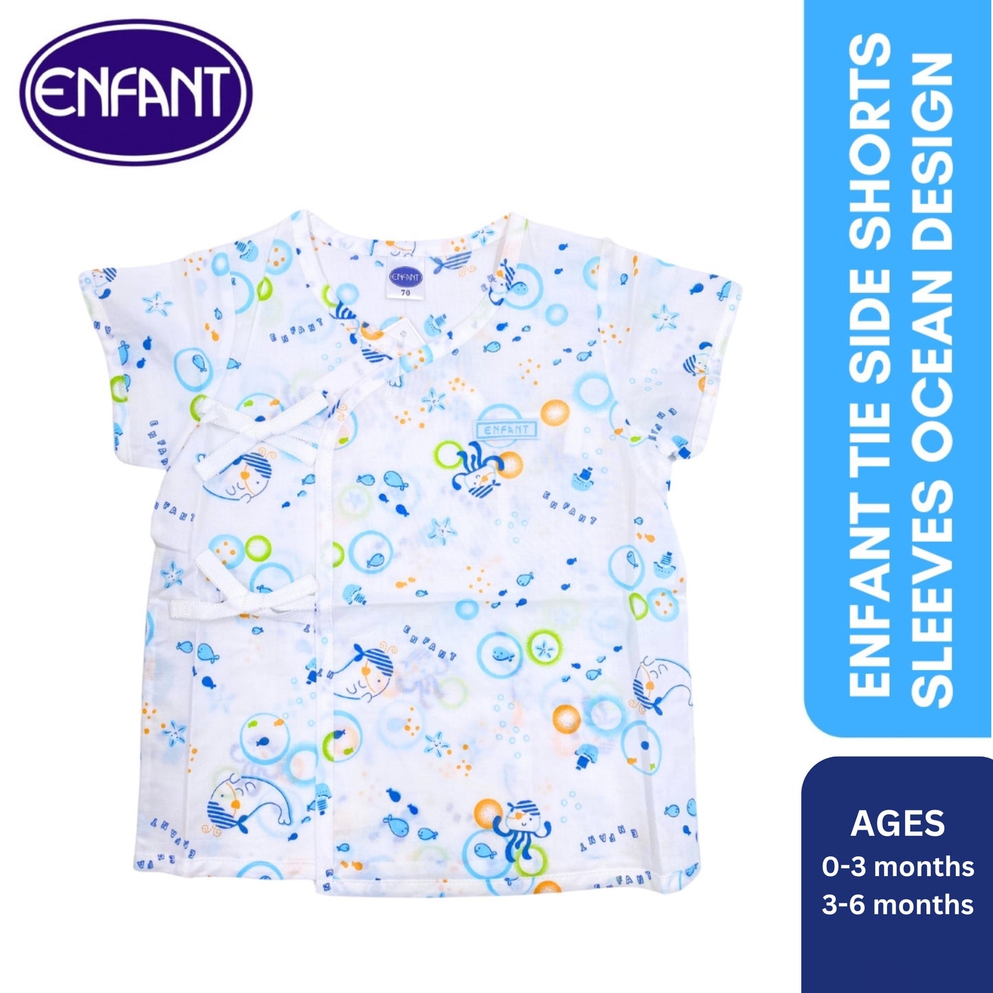 Enfant Tieside Shorts Sleeves Ocean Design