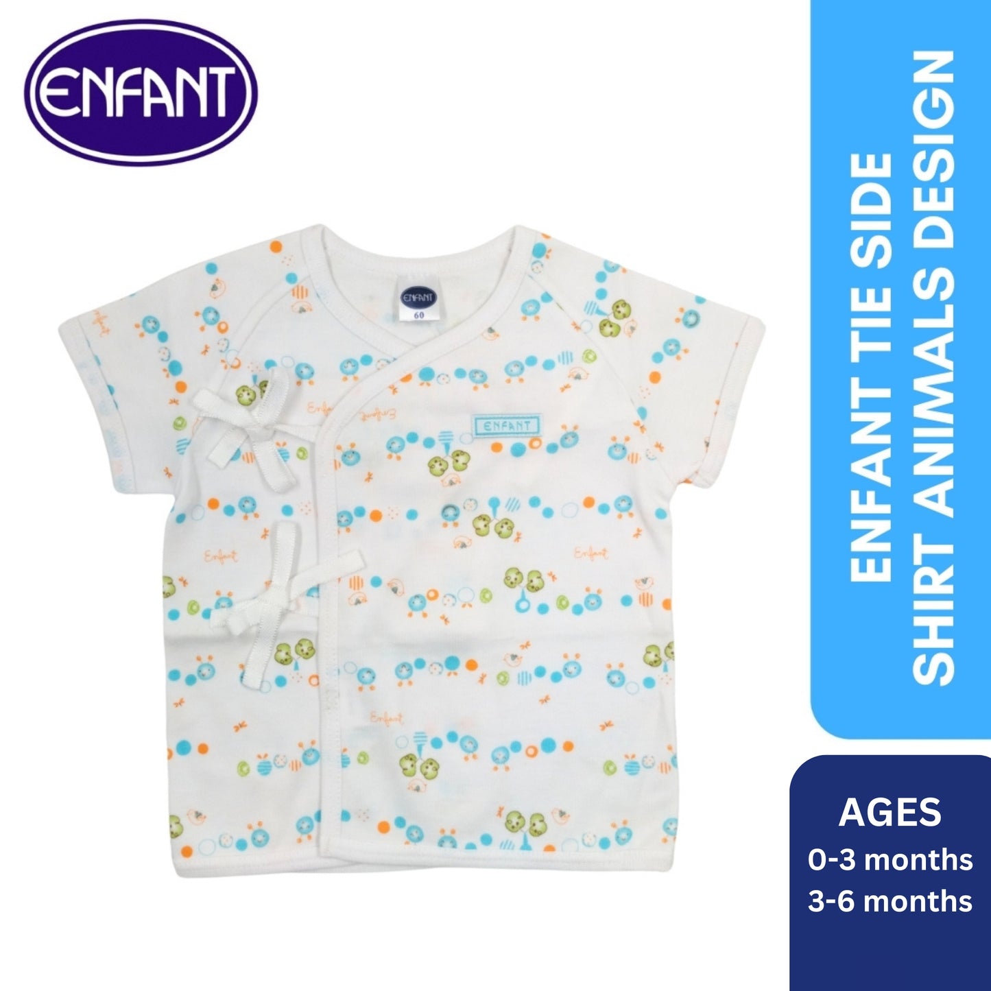 Enfant Tie Side Shirt Animals Design
