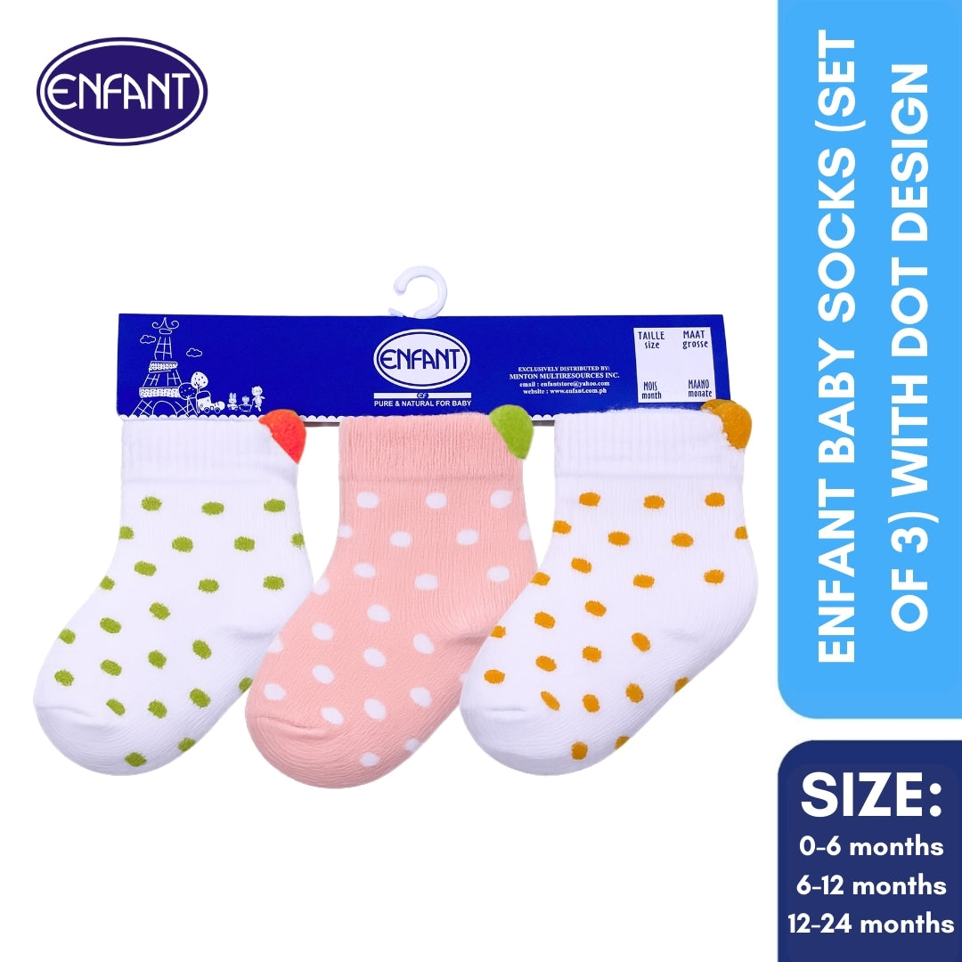 Enfant Baby Socks (Set of 3) with Dot Design