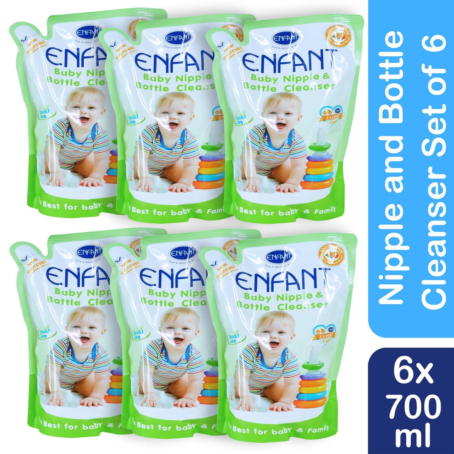 Enfant Nipple and Bottle Liquid Cleanser Bottle Wash Refill 700 ml Pack of 6