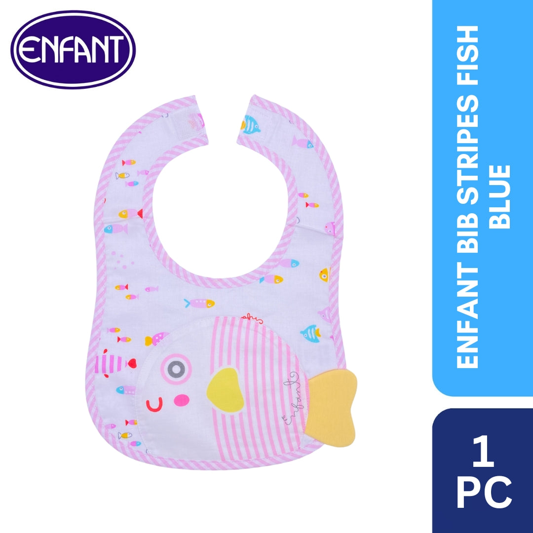 Enfant Bib Stripes Fish Color Pink & Blue