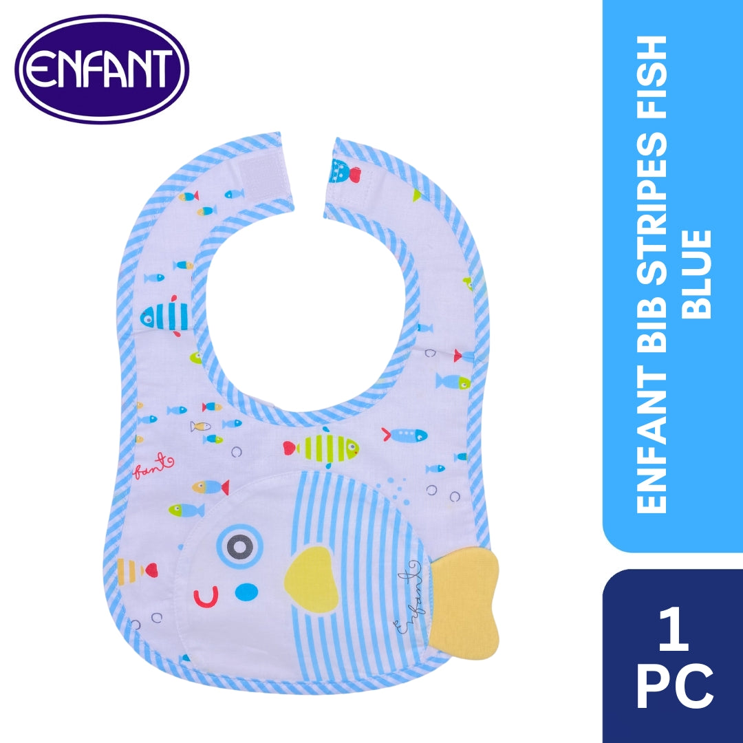 Enfant Bib Stripes Fish Color Pink & Blue
