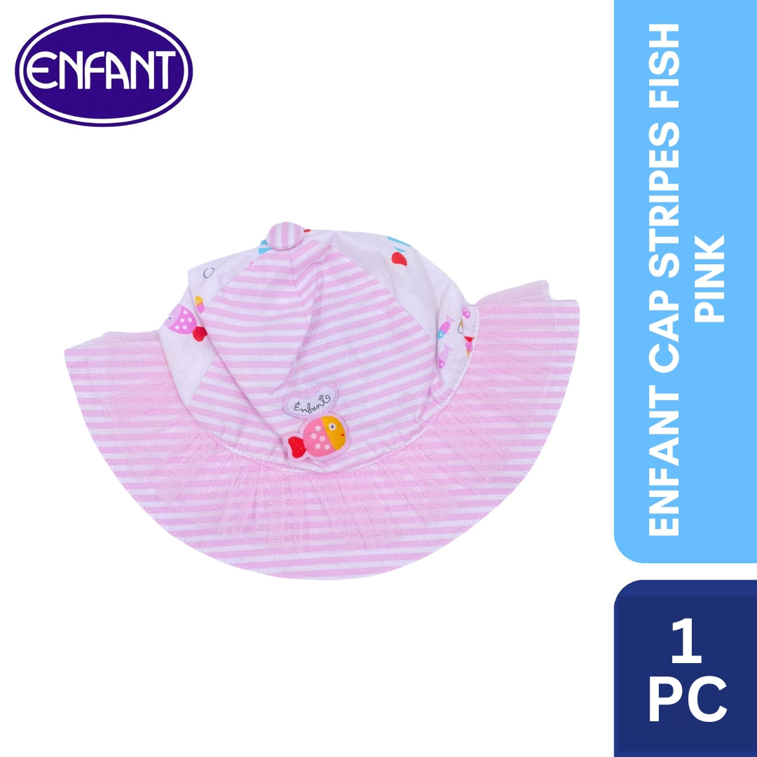 Enfant Hat Stripes for girls Fish design Color Pink & Blue