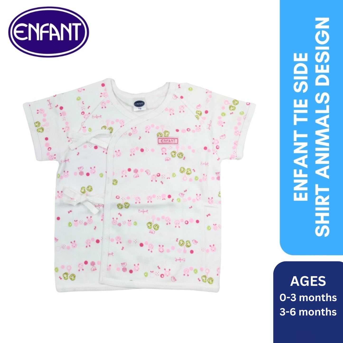Enfant Tie Side Shirt Animals Design