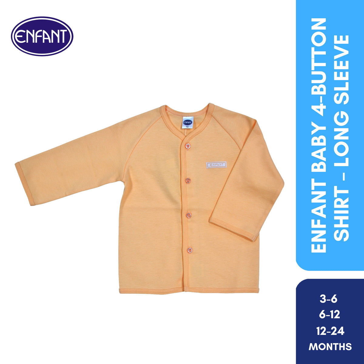 Enfant Baby Newborn Longsleeves Button Shirt 100% Cotton US