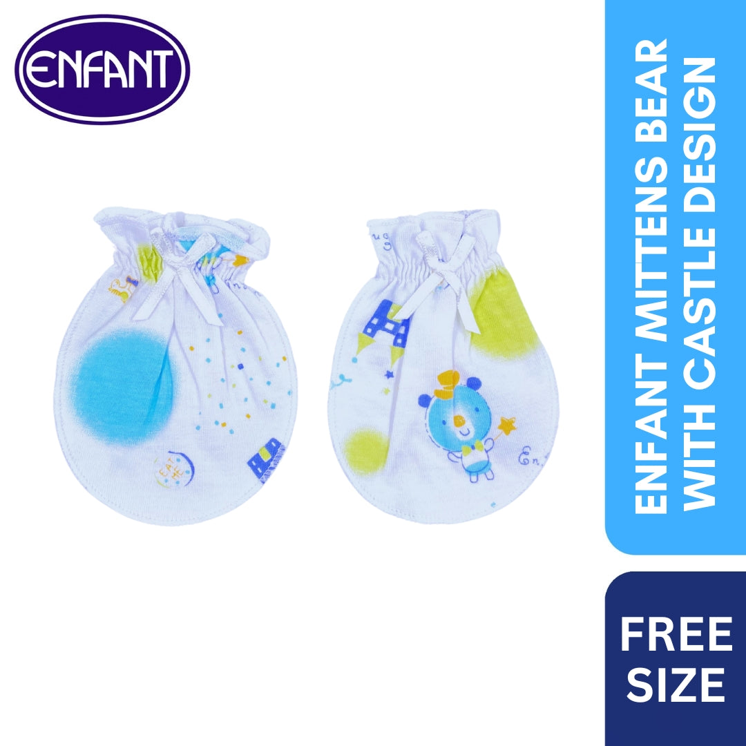 Enfant Mittens Bear With Castle Design