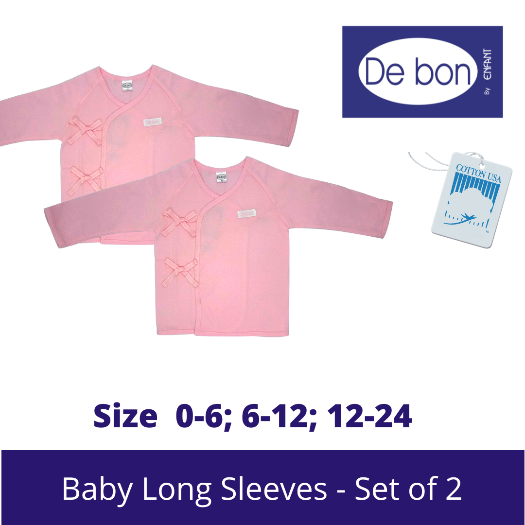 SALE Debon by Enfant Baby Toddler Long Sleeves Shirt Tieside Tie Kimono (Pack of 2) - SALE Size Newborn upto 2 yr old