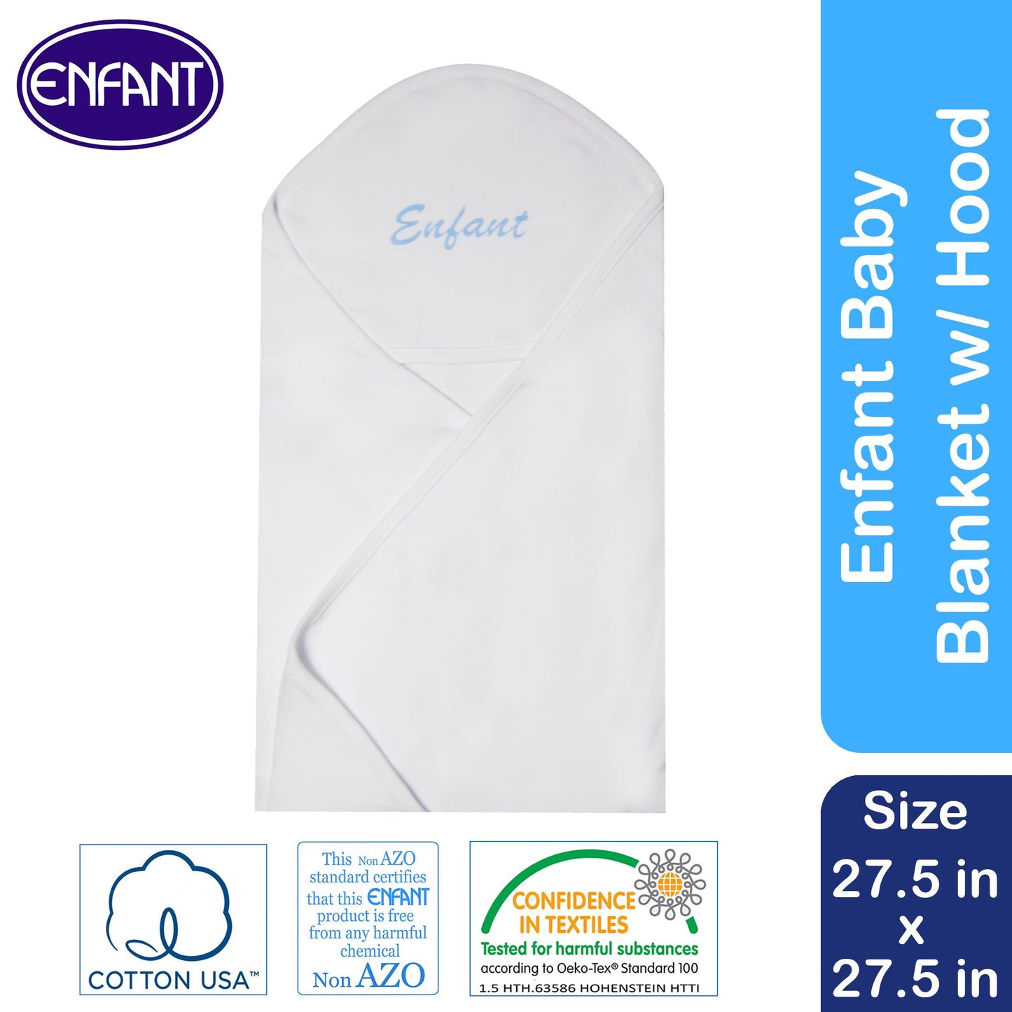 Enfant 100% Cotton Baby Newborn Receiving Blanket with Hood