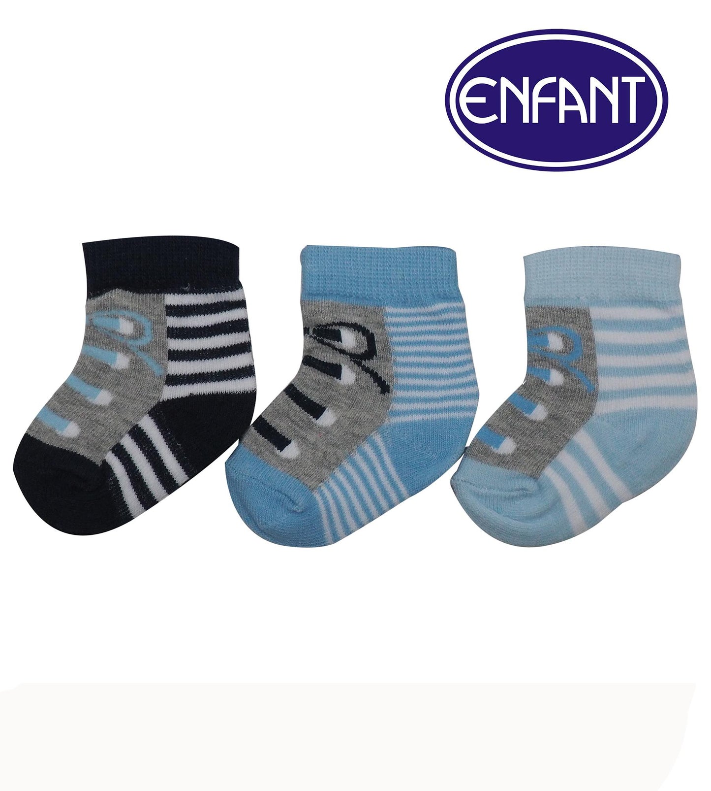 Enfant Baby Boys’ Socks Assorted Stripe Design (Set of 3)