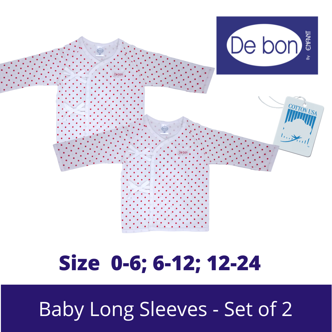 SALE Debon by Enfant Baby Toddler Long Sleeves Shirt Tieside Tie Kimono (Pack of 2) - SALE Size Newborn upto 2 yr old