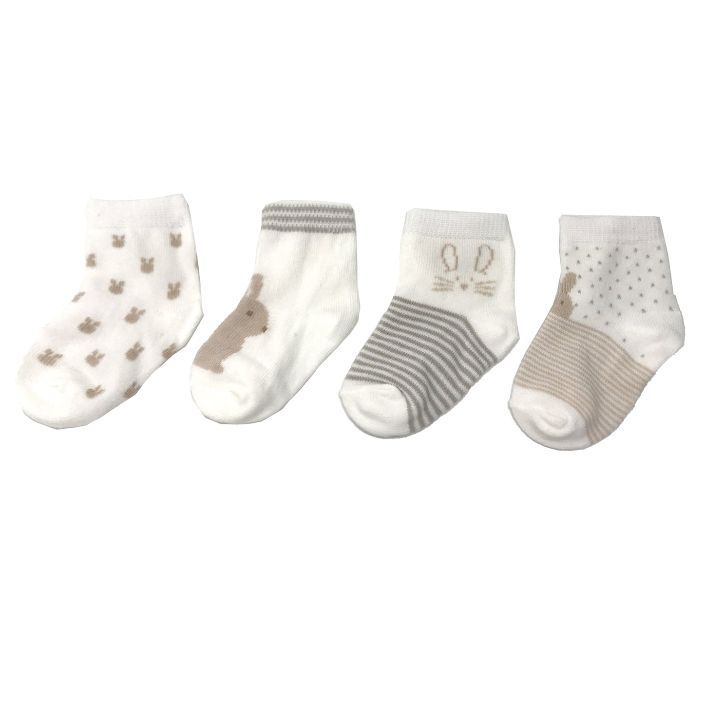 ENFANT ORGANIC SOCKS BABY SOCKS WHITE RABBIT DESIGN FOR 0-6/ 6-12/ 12-18 (4 PAIRS )
