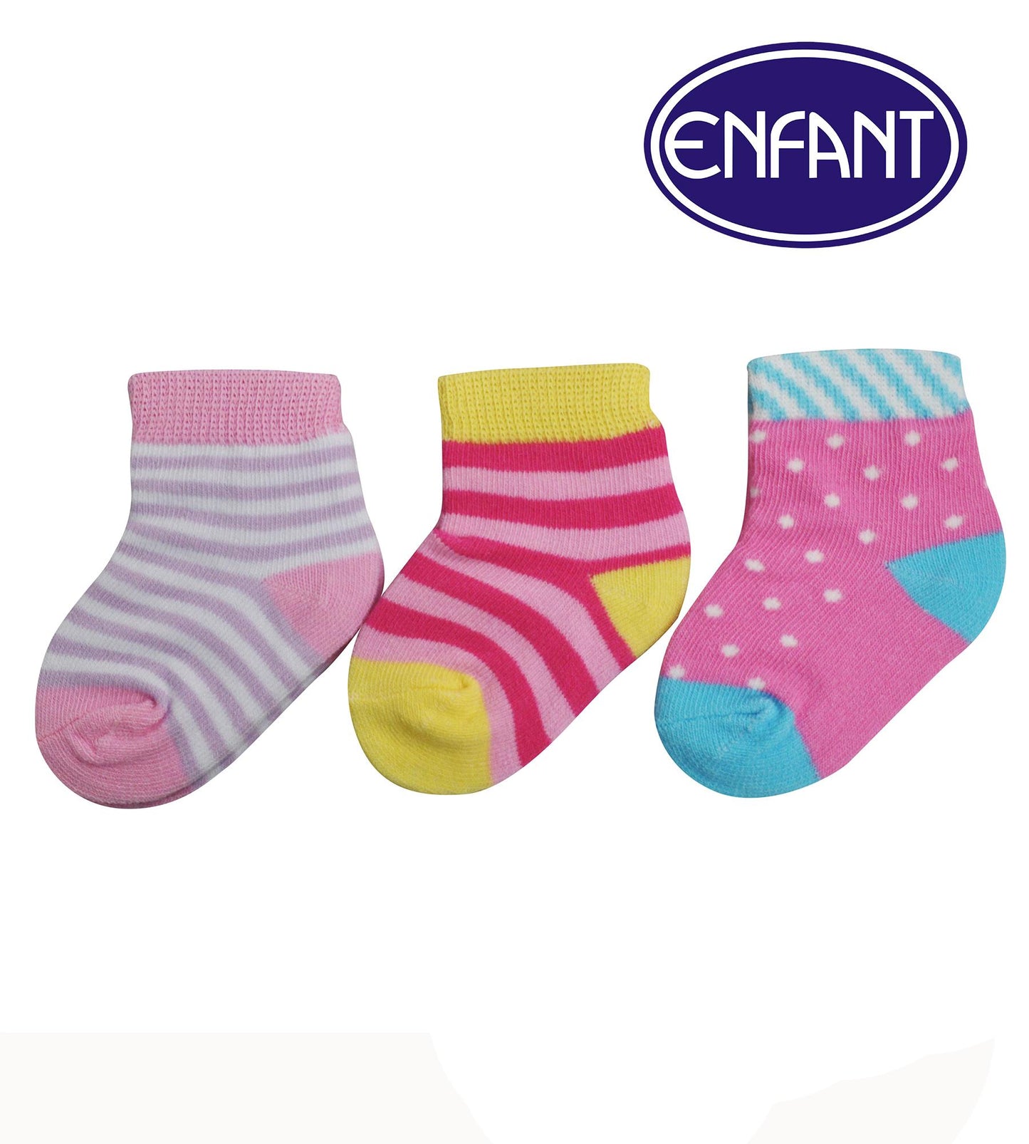 Enfant Baby Girl Socks Set of 3 (Pink)
