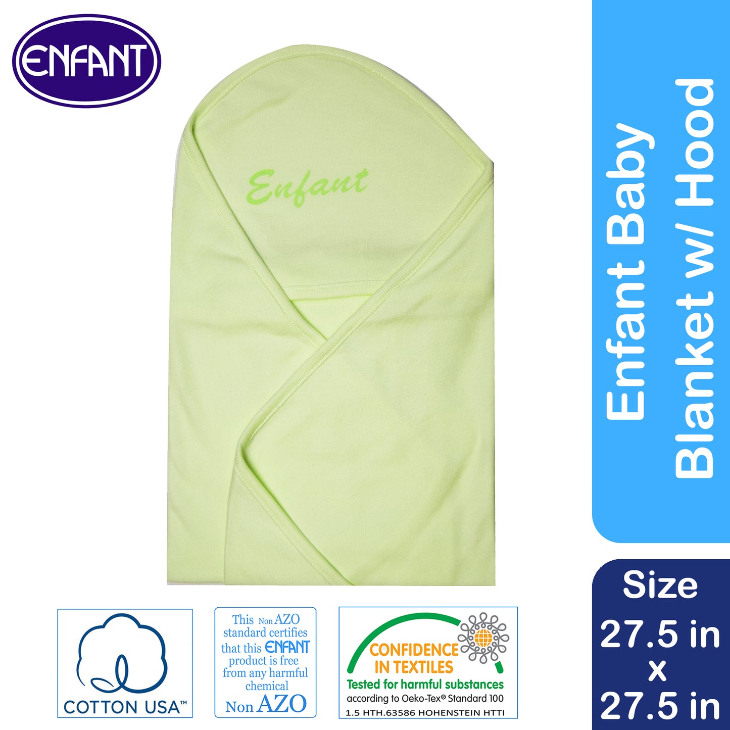 Enfant 100% Cotton Baby Newborn Receiving Blanket with Hood