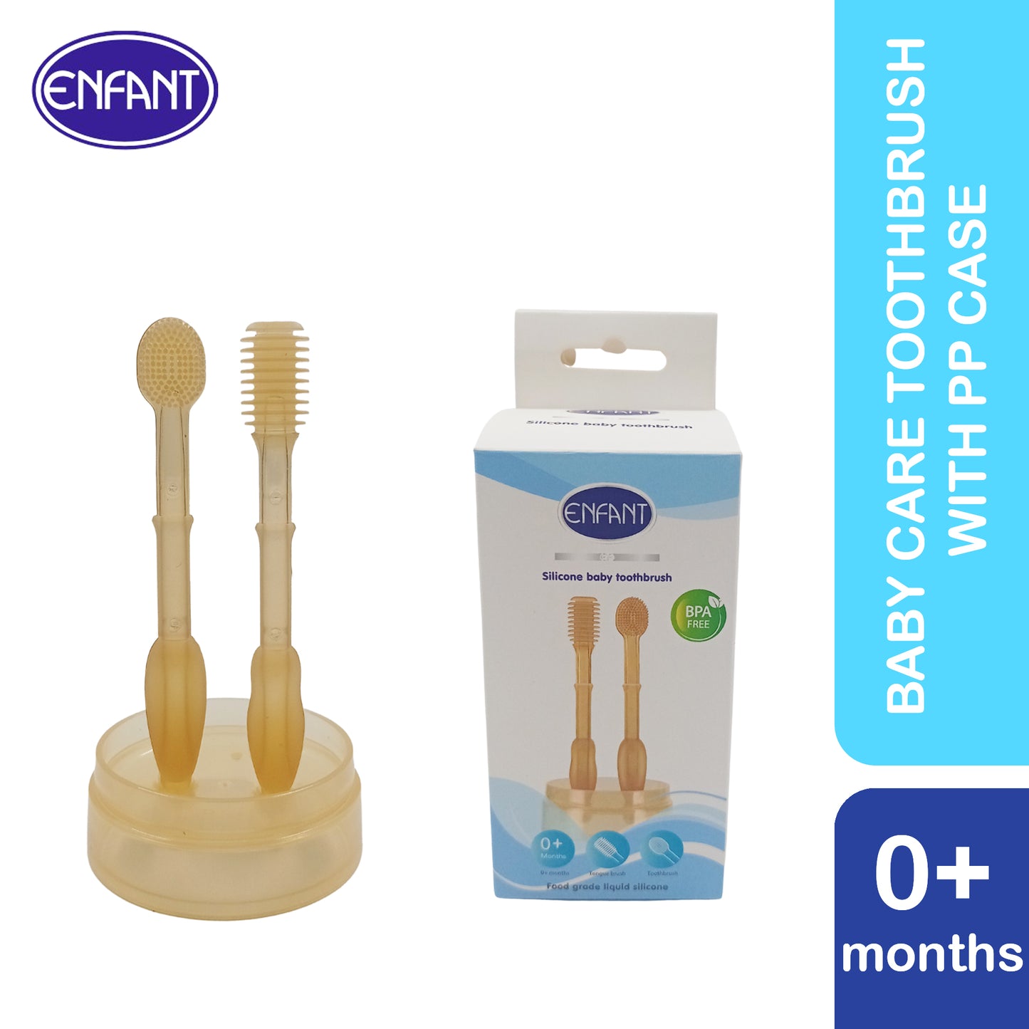 Enfant Silicone baby toothbrush with Case with super soft materials