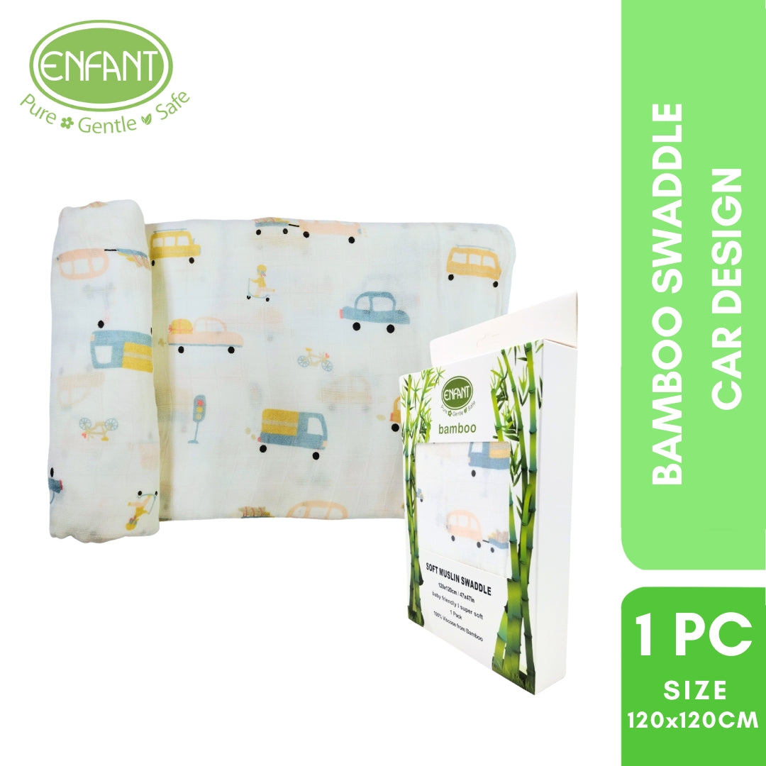 100% Bamboo Muslin Swaddle w/ Design