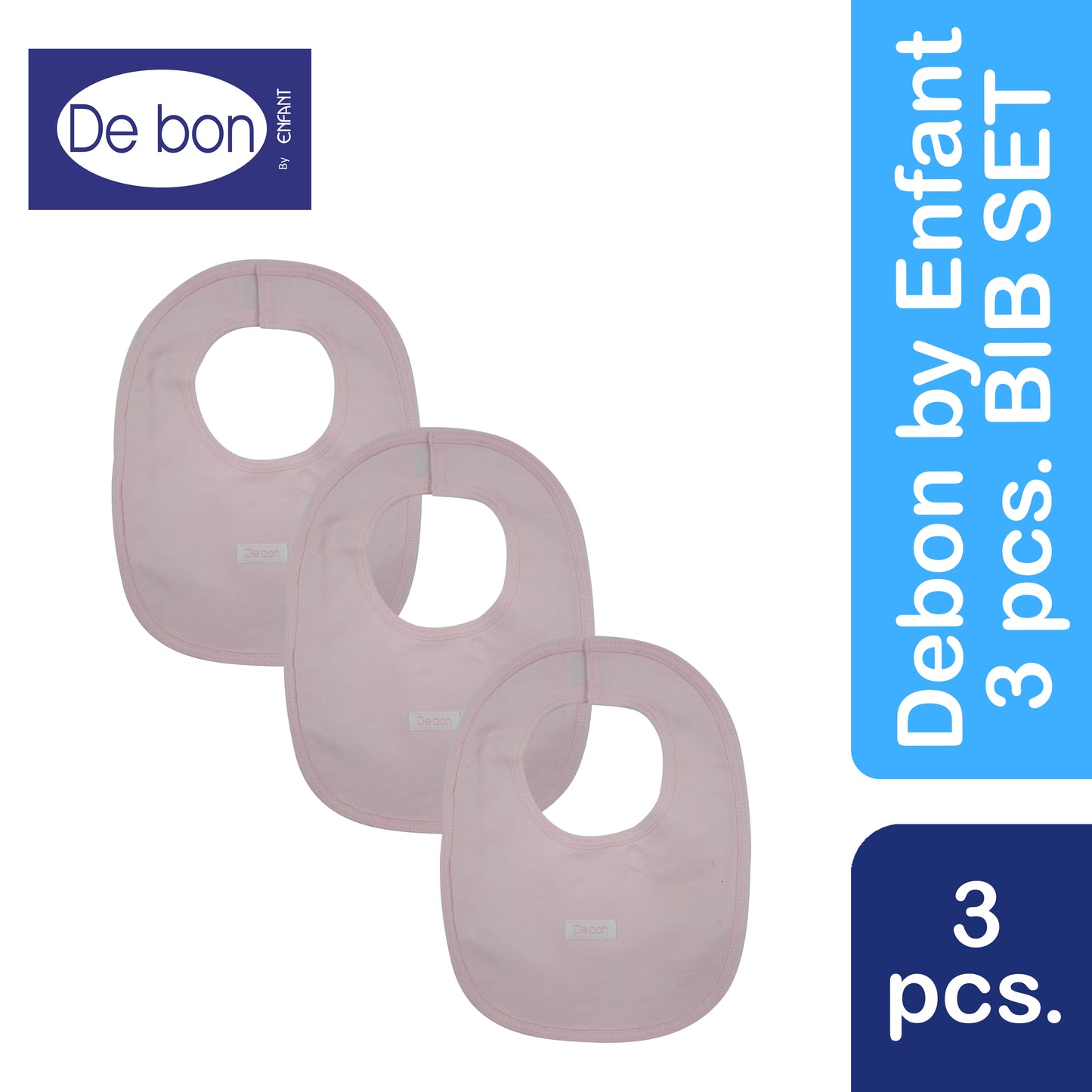 SALE Debon by Enfant Pack of 3 Baby Newborn 100% Cotton Bib ( White, Pink, Blue)