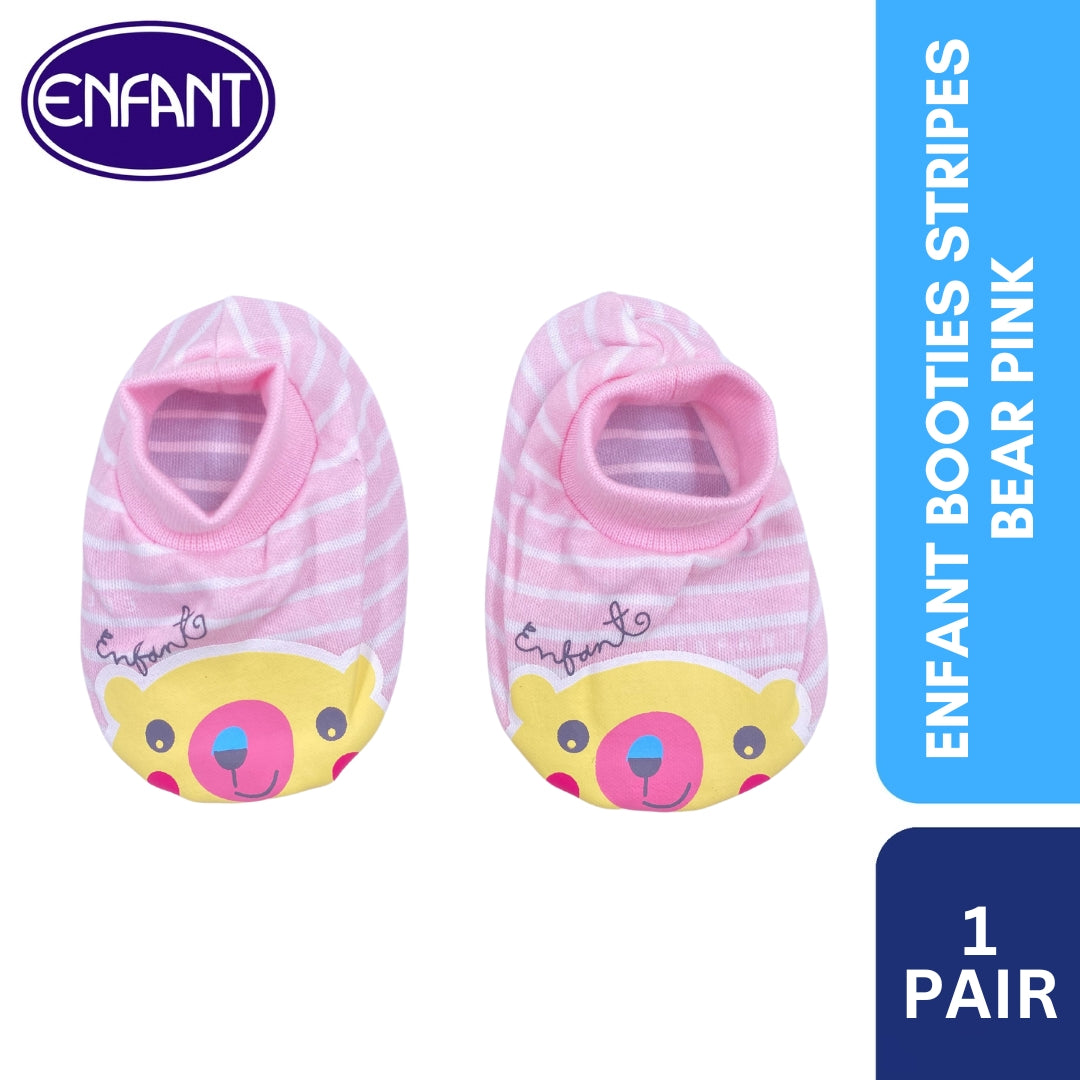 Enfant Booties Stripes Bear Color Pink and Blue