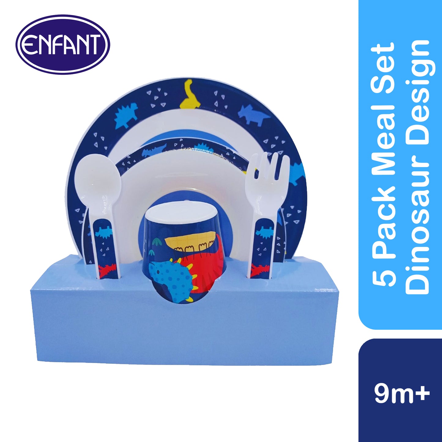 ENFANT BABY MEAL TIME FEEDING SET - toddler spoon, fork, plate, bowl, cup set. Perfect for Gift