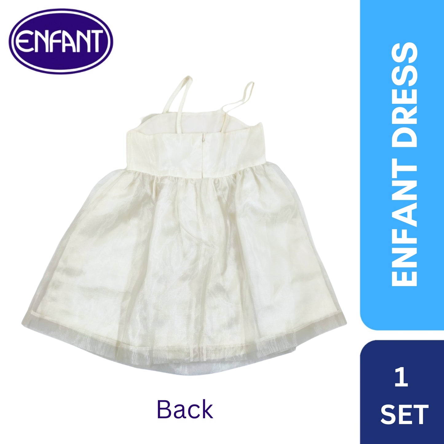 Enfant Dress Color Cream with Ribbon Design