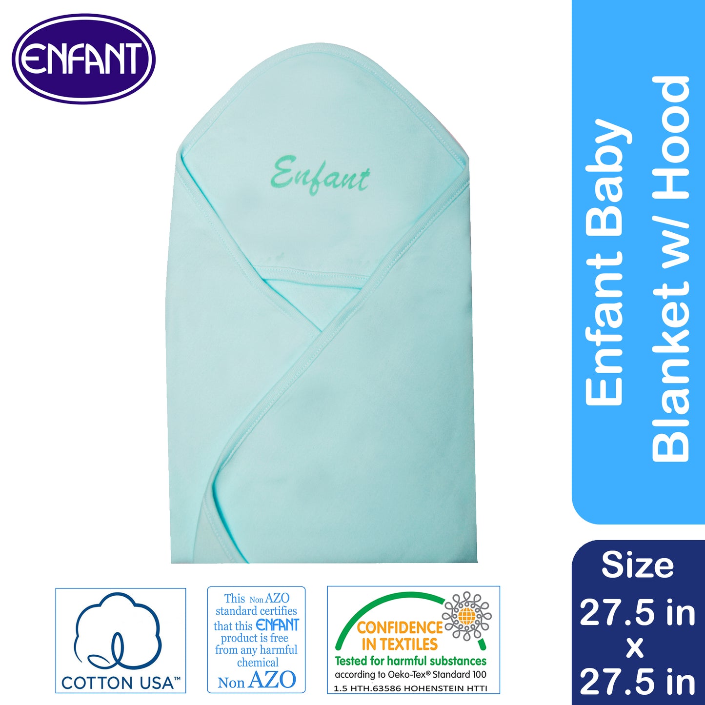 Enfant 100% Cotton Baby Newborn Receiving Blanket with Hood