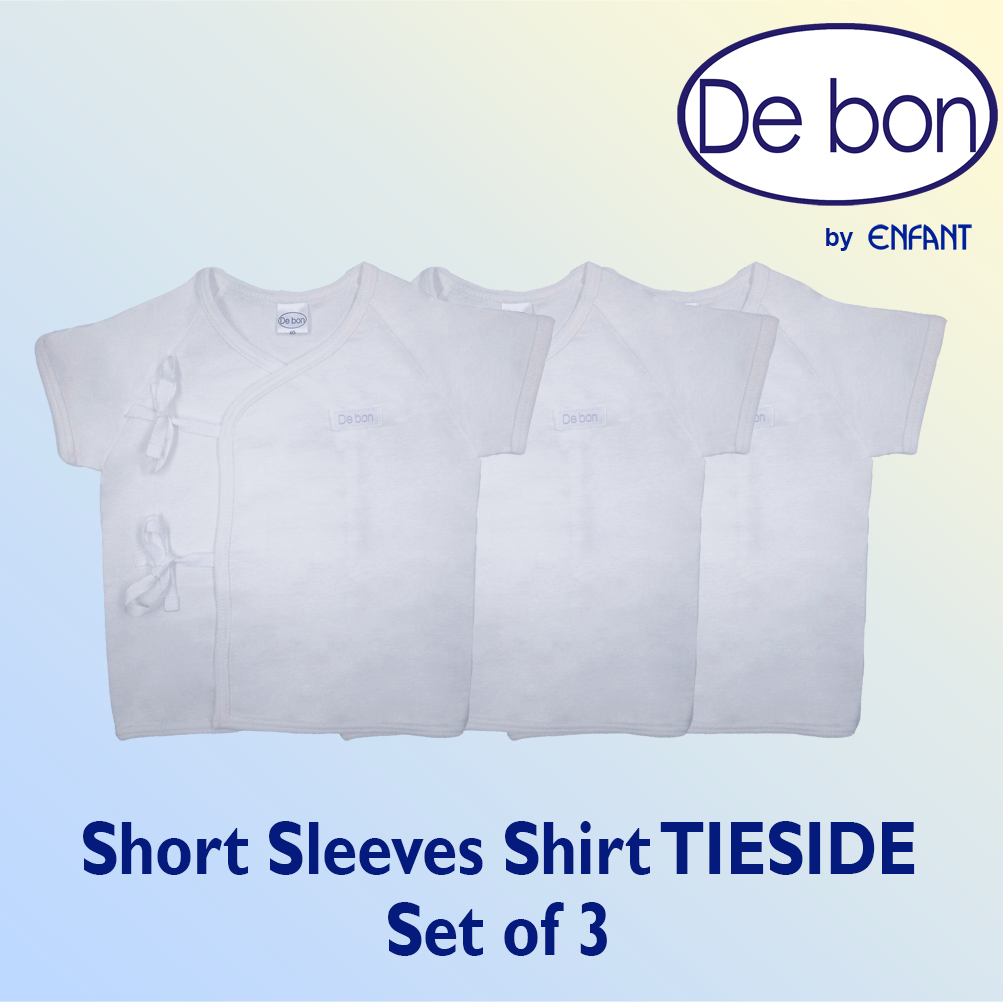 Debon By Enfant Newborn Baby 100% cotton USA SHIRT Shortsleeves TIESIDE Kimono Shirt 0-6 6-12 months Pack of 3