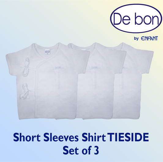 Debon By Enfant Newborn Baby 100% cotton USA SHIRT Shortsleeves TIESIDE Kimono Shirt  0-6 6-12 months Pack of 3