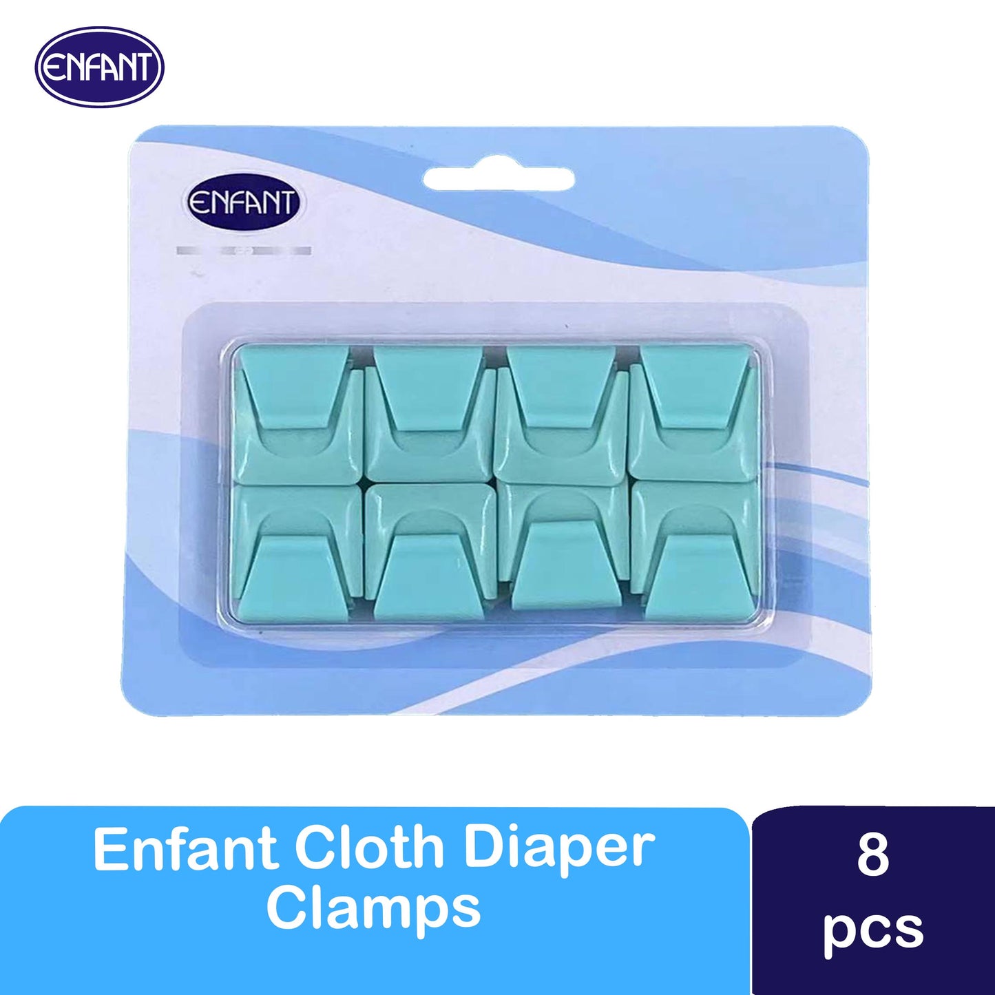 Enfant Baby Cloth Diaper Nappy Clamps Ipit for Lampin 8 pcs Set - Blue Pink Color