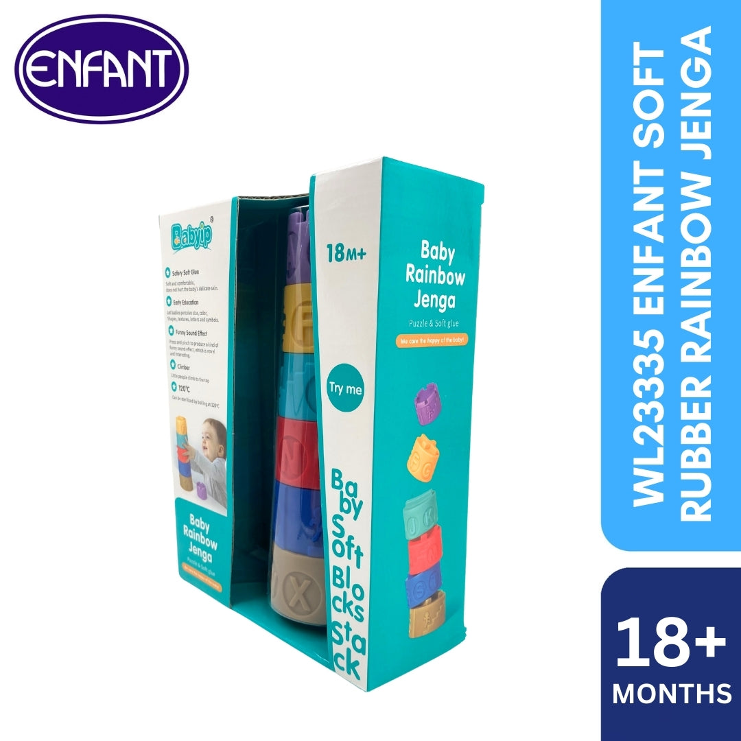 enfant soft rubber rainbow jenga
