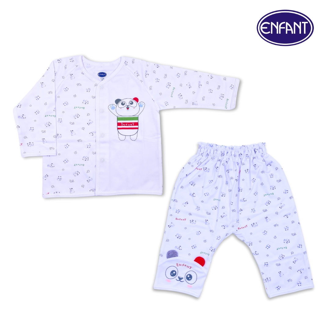 Enfant long Sleeves button & Pants w/ Charming Panda Design