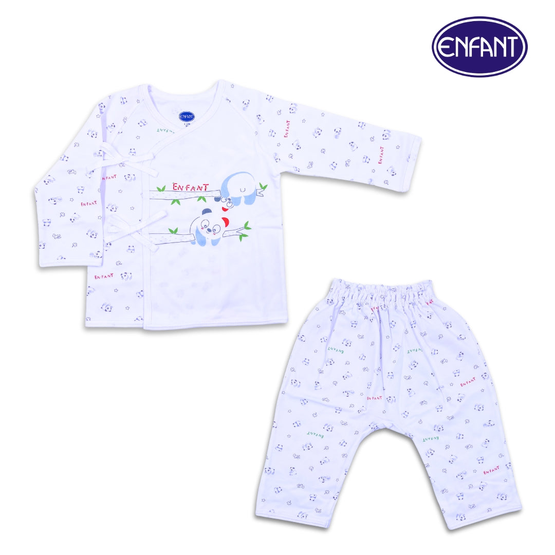 Enfant Long Sleeves Tieside & pants w/ charming panda Design