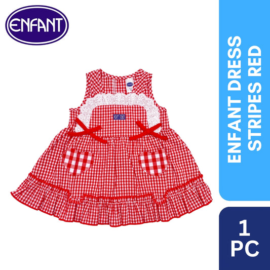 Enfant Dress Stripes Red
