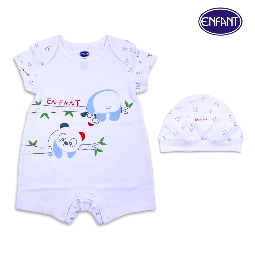 Enfant Snuggly Panda Romper w/ Bonnet