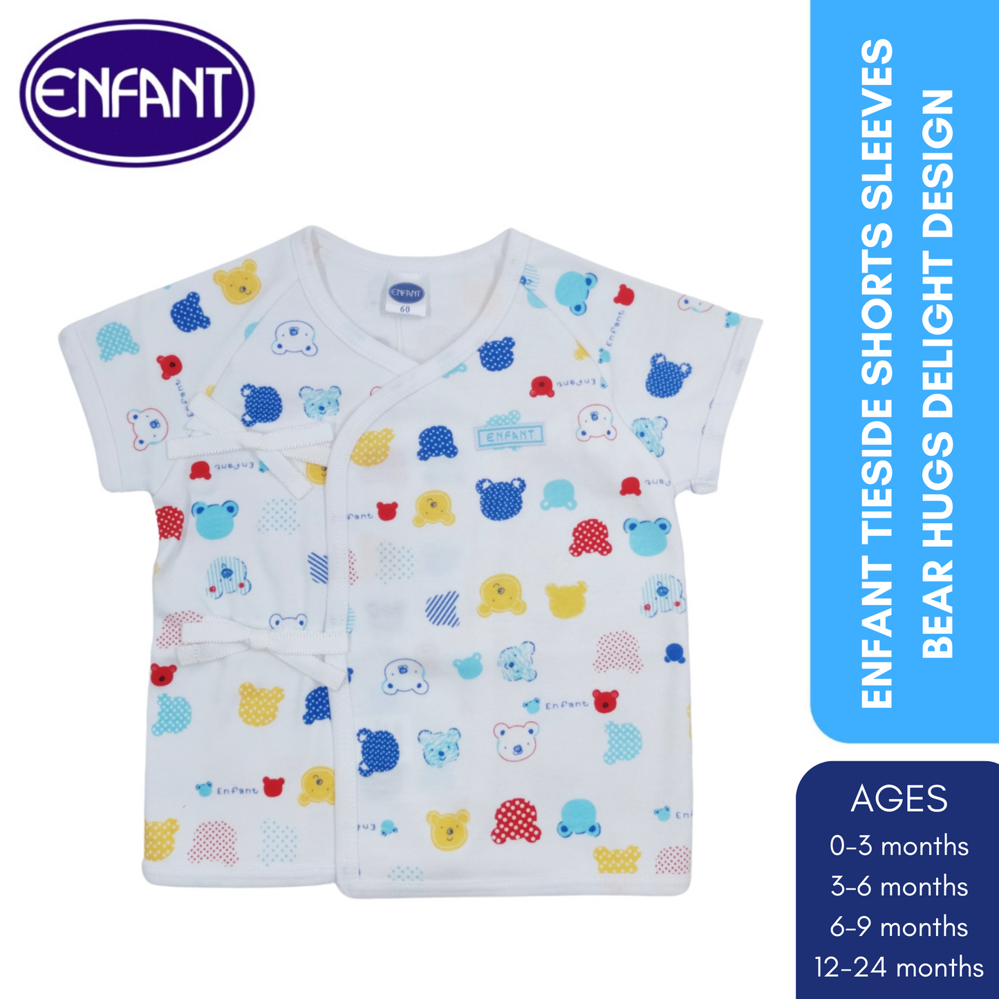 Enfant Tieside Shorts Sleeves Bear Hugs Delight Design