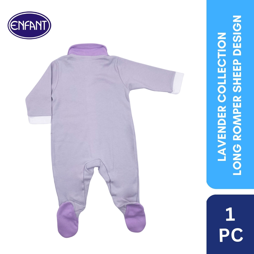 Lavender Collection Long Romper with Sheep Design