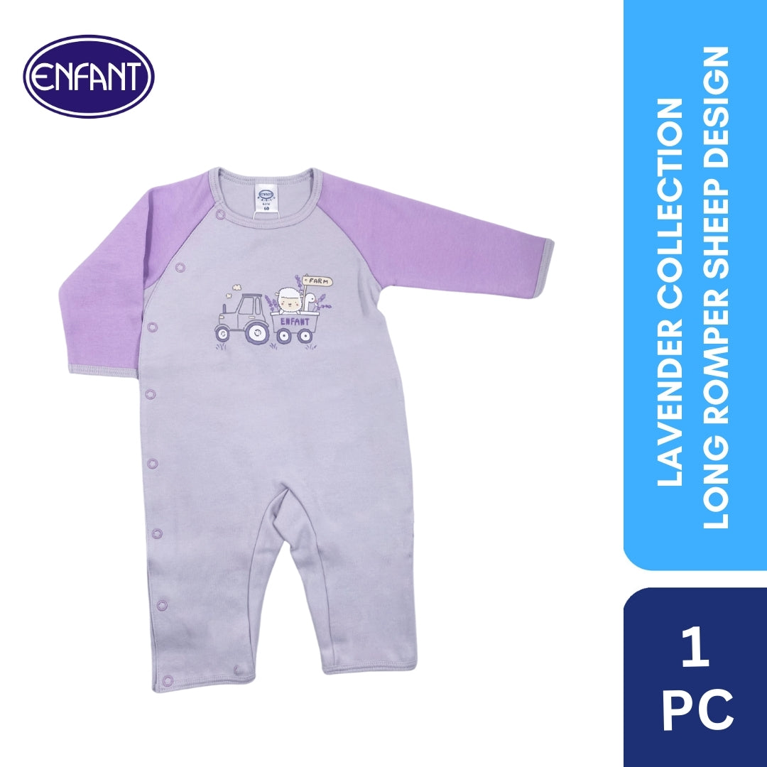 Lavender Collection Hugs Romper with Sheep Design